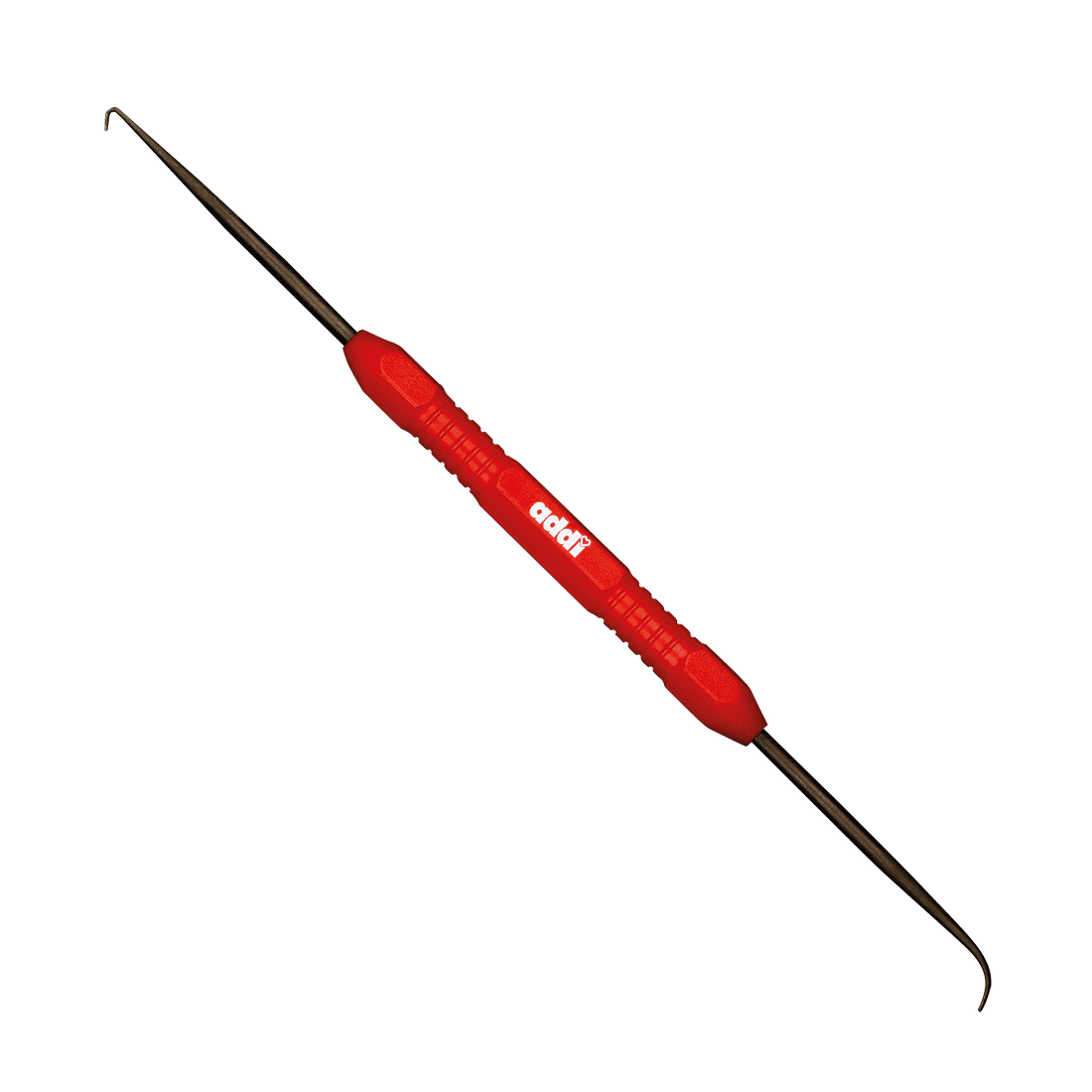 Roter doppelseitiger addiExpress Haken mit Metallspitzen