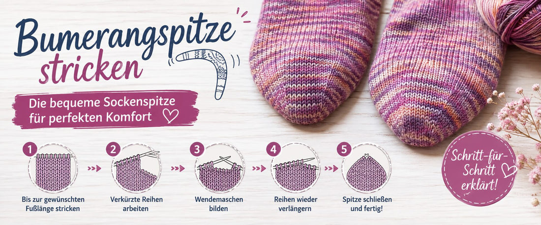 Bumerangspitze stricken – Die bequeme und moderne Sockenspitze einfach erklärt
