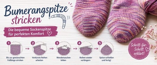 Bumerangspitze stricken – Die bequeme und moderne Sockenspitze einfach erklärt