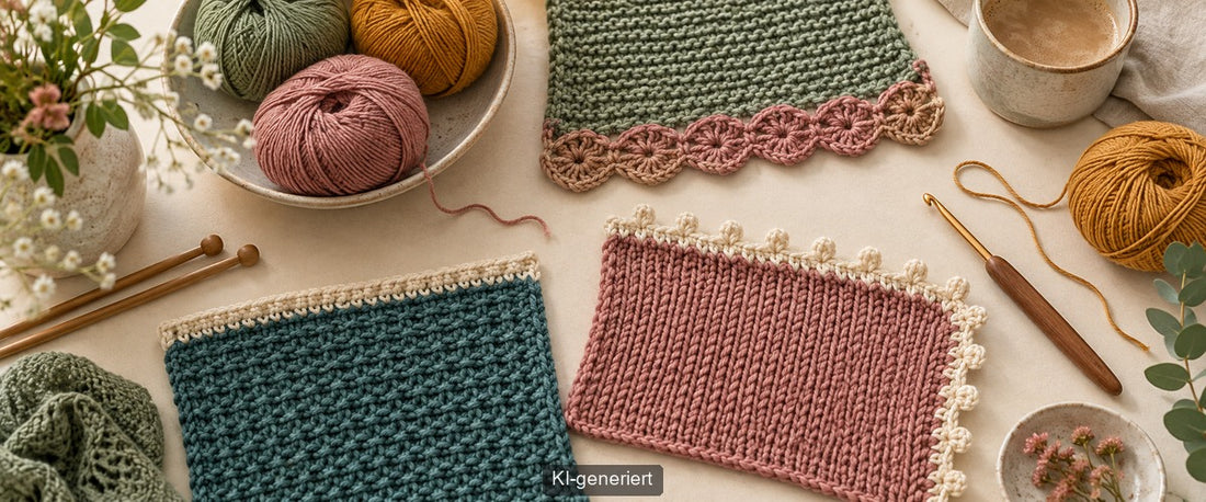 Häkelkanten an Strickstücke setzen: So wird der Abschluss gleichmäßig