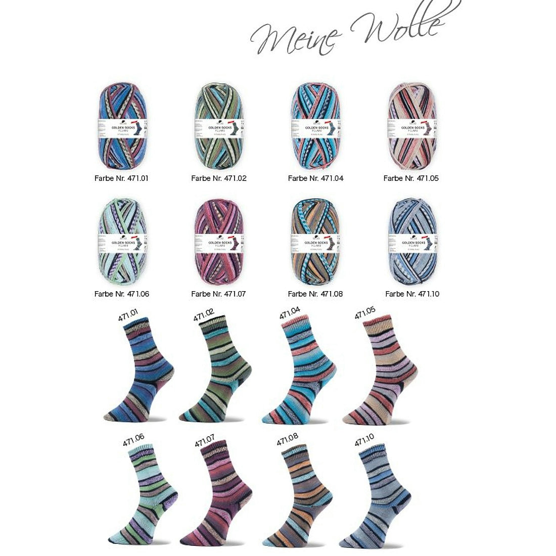 Pro Lana Mix-Sortiment 4fädig – Flums Stretch – 8 × 100 g – Farbkarte mit Strickbeispielen