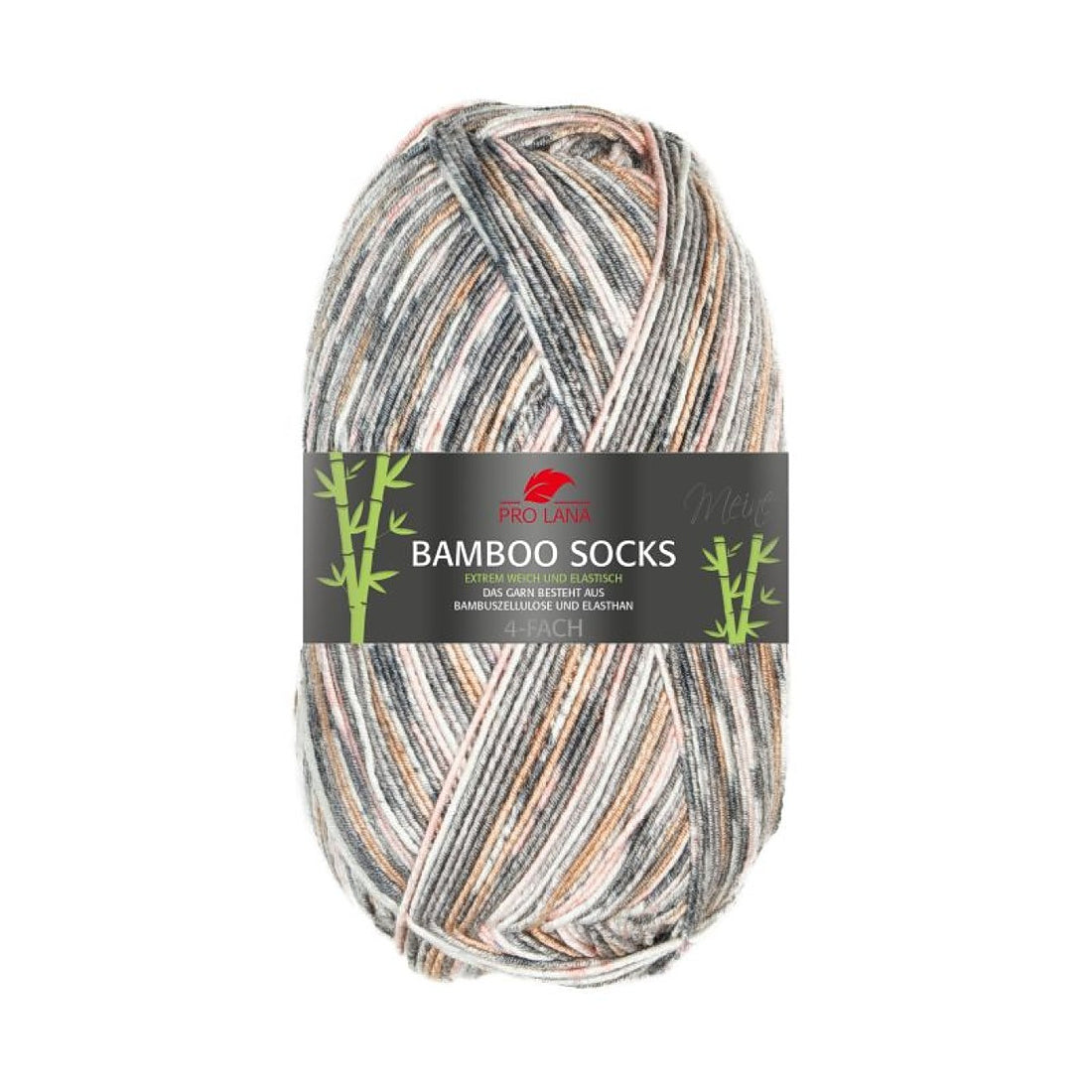 Bamboo Socks color von Pro Lana – Grau-Apricot color [966]