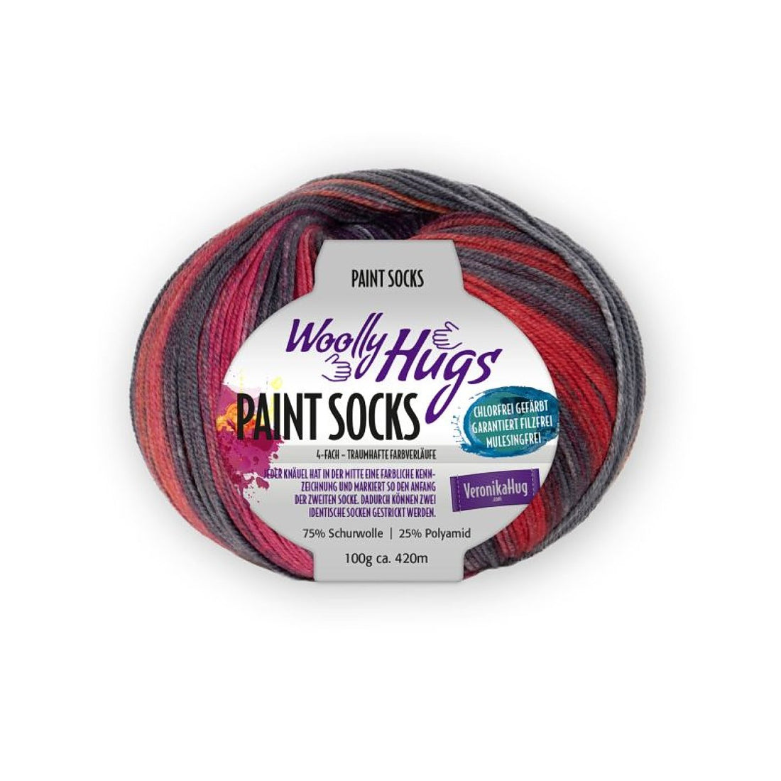 Paint Socks von Woolly Hugs – Rot/Lila [204]