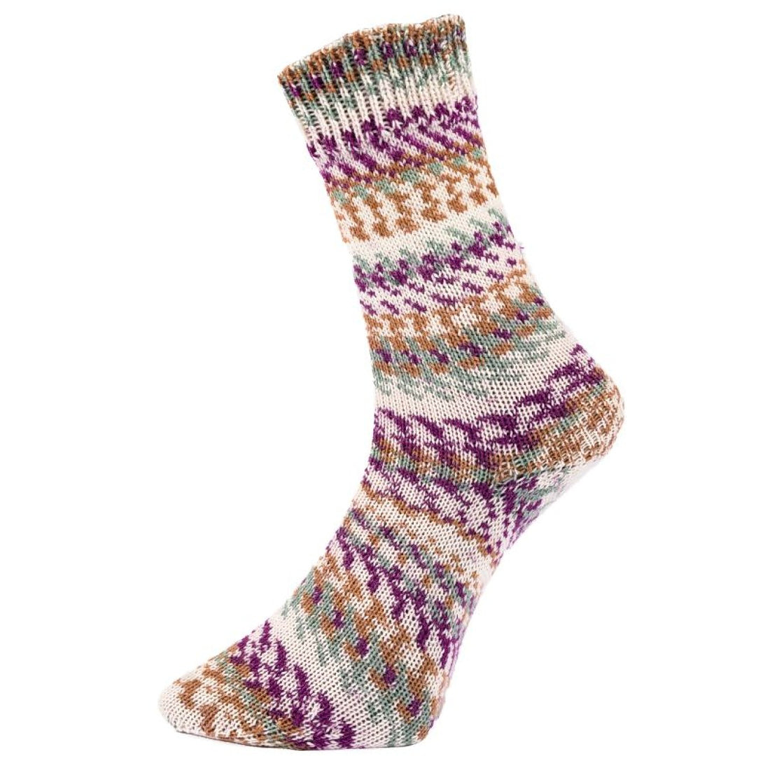 Fjord Socks Multicolor von Pro Lana – Fuchsia/Beige [481] – gestricktes Musterbeispiel, angeboten wird Garn