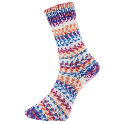 Fjord Socks Multicolor von Pro Lana – Blau/Orange [485] – gestricktes Musterbeispiel, angeboten wird Garn