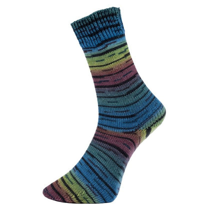 Golden Socks Serfaus von Pro Lana – Blau/Bunt [405.10] – Gestricktes Musterbeispiel, keine fertigen Socken