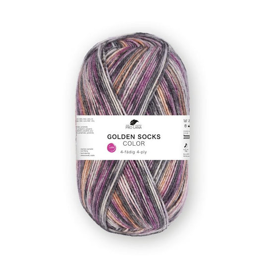 Golden Socks Color 4-fädig von Pro Lana – Rosa/Orange/Anthrazit [718]