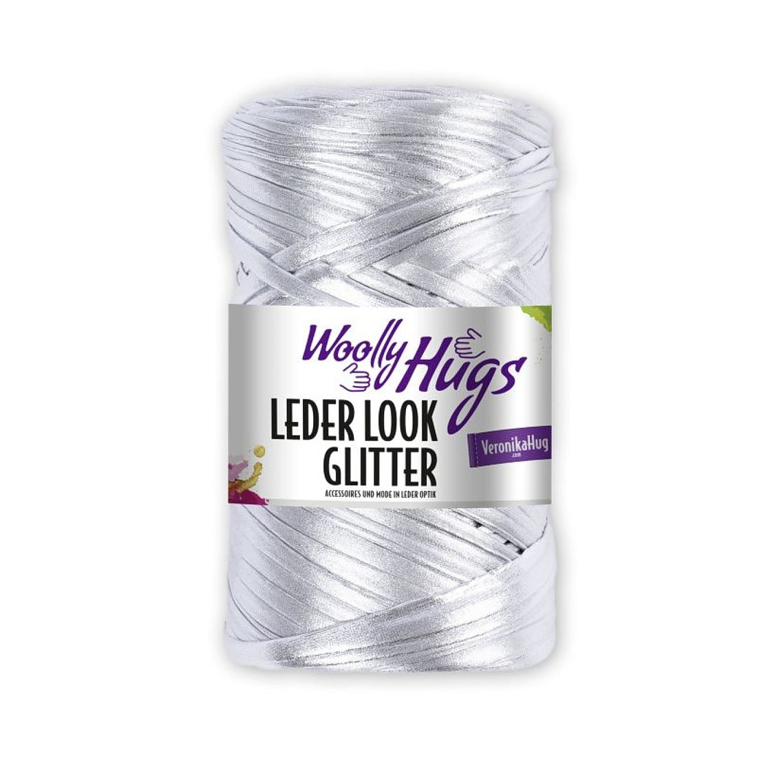 Leder Look Glitter von Woolly Hugs – Silber metallic [91]