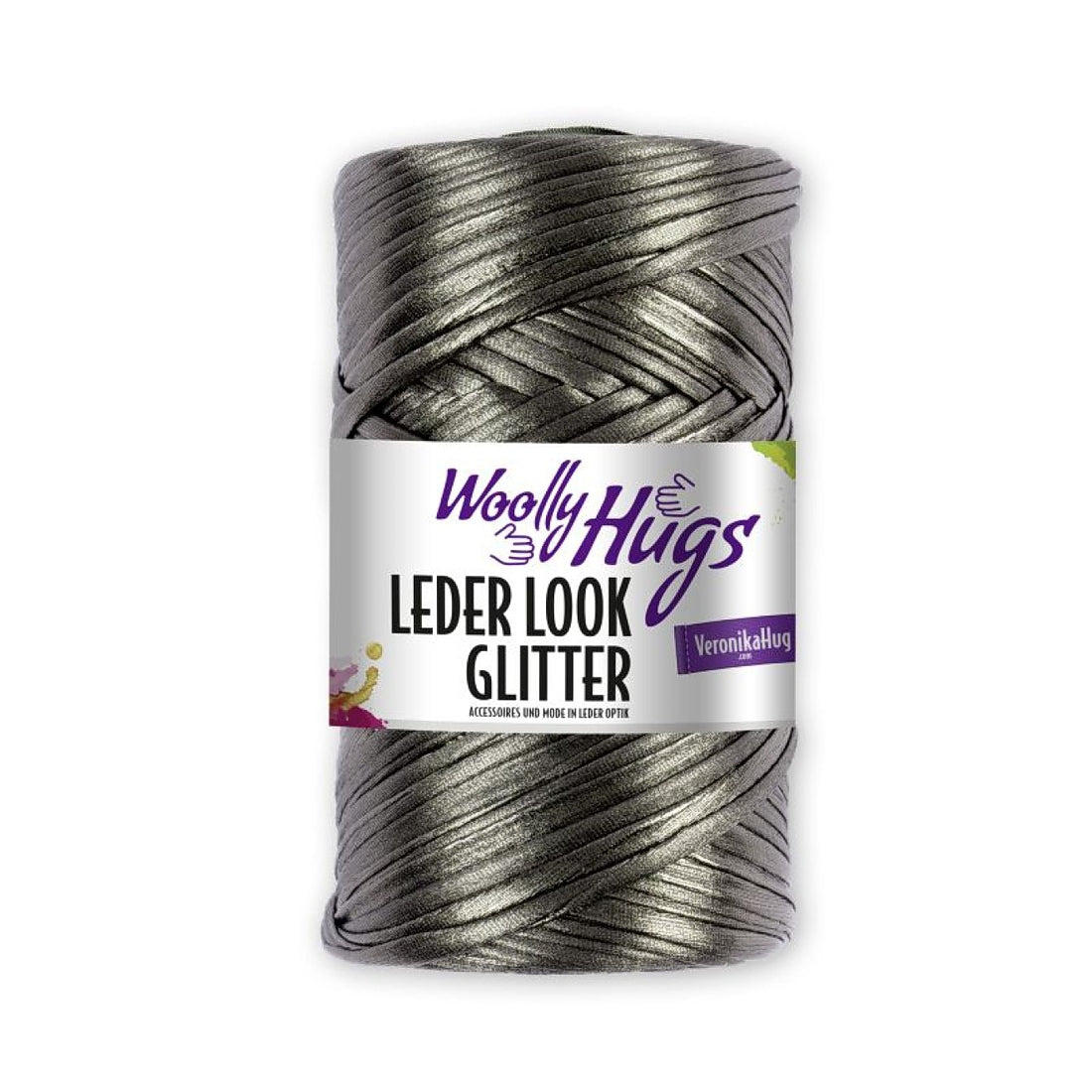 Leder Look Glitter von Woolly Hugs – Grau metallic [96]