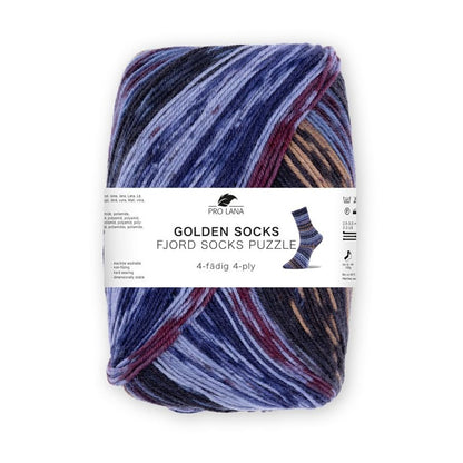 Fjord Socks Puzzle von Pro Lana – Blau/Bordeaux [88]