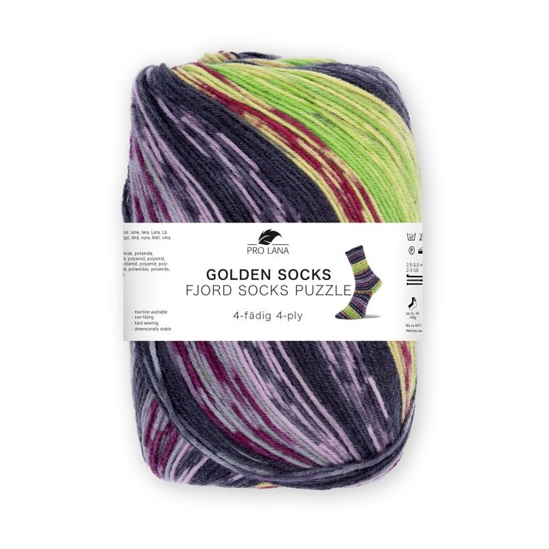Fjord Socks Puzzle von Pro Lana – Lila/Limette [89]