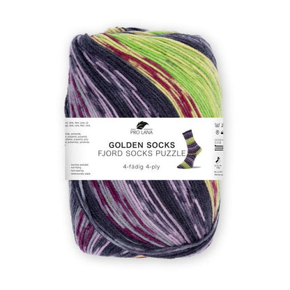 Fjord Socks Puzzle von Pro Lana – Lila/Limette [89]