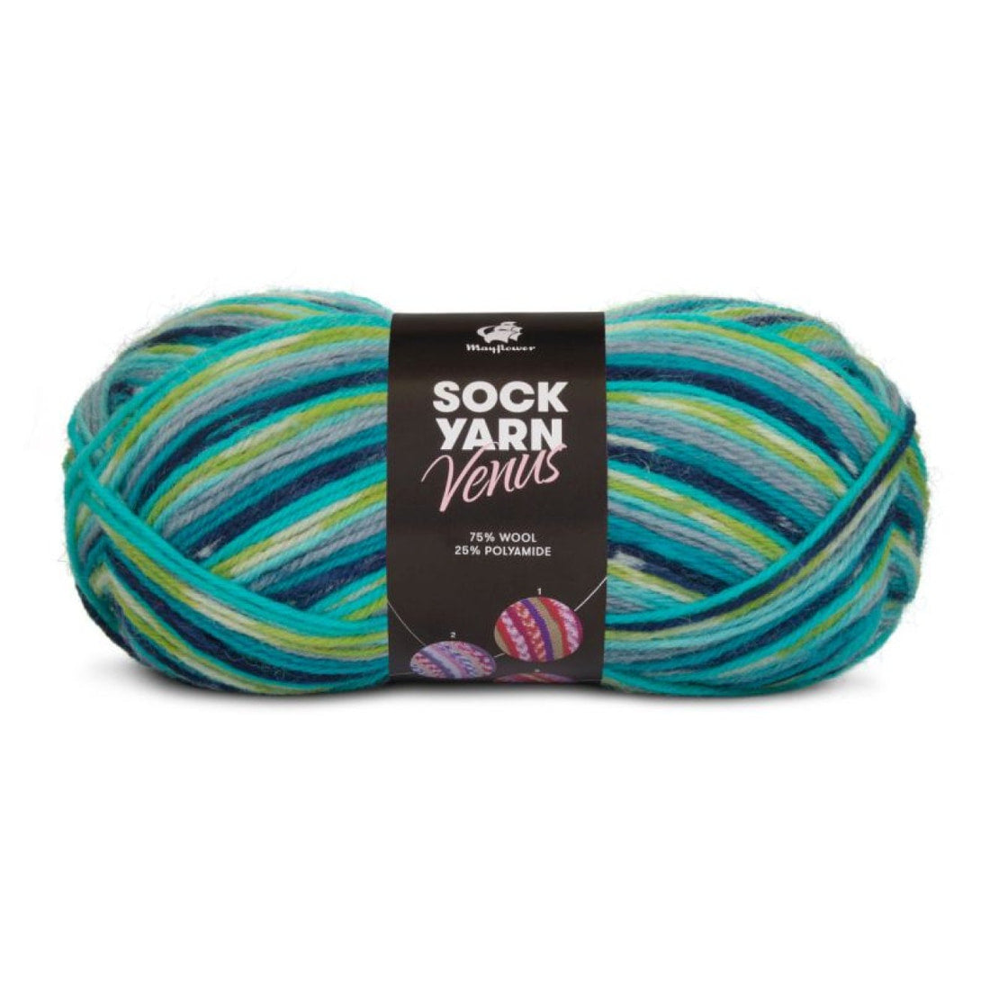 Sock Yarn Venus von Mayflower | 50g – 05 grau/hellblau/türkis/limette/navy