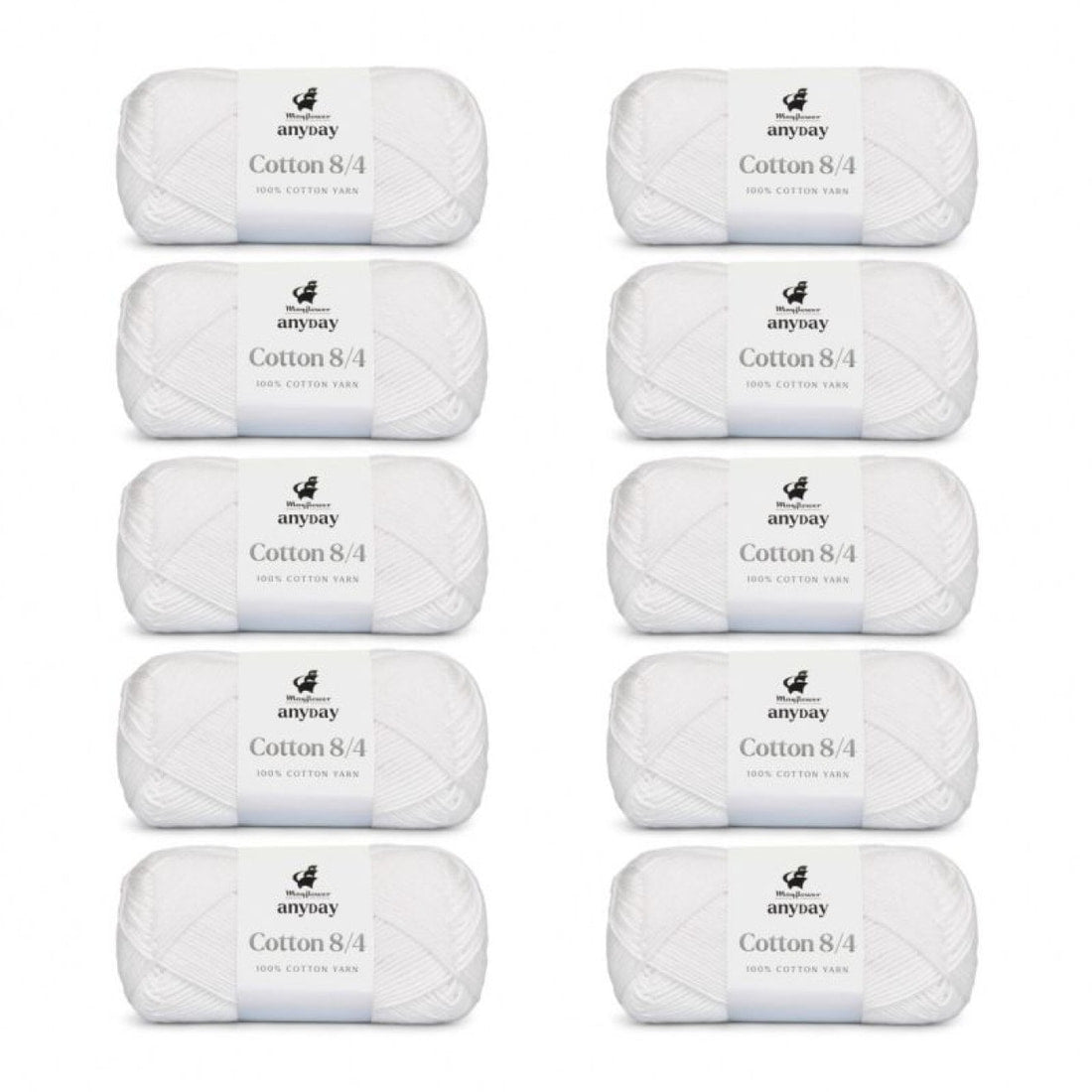 ANYDAY Cotton 8/4 von Mayflower | 10 × 50g – 001 weiß
