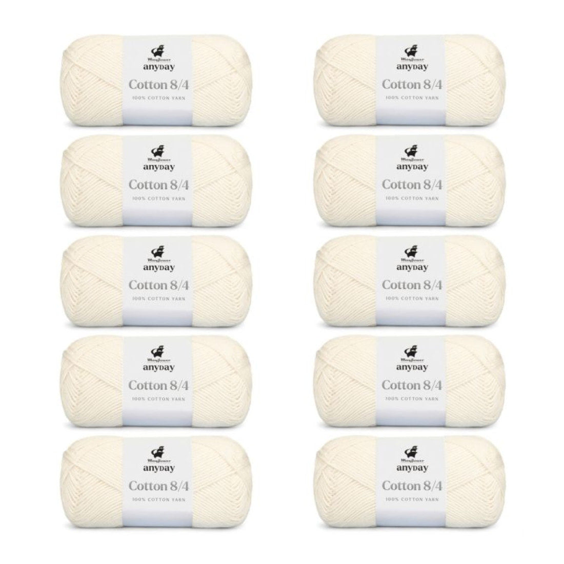 ANYDAY Cotton 8/4 von Mayflower | 10 × 50g – 002 naturweiß