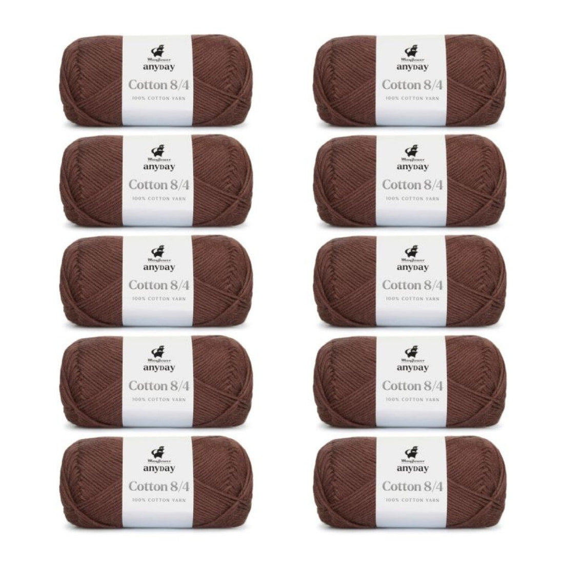 ANYDAY Cotton 8/4 von Mayflower | 10 × 50g – 006 schokolade