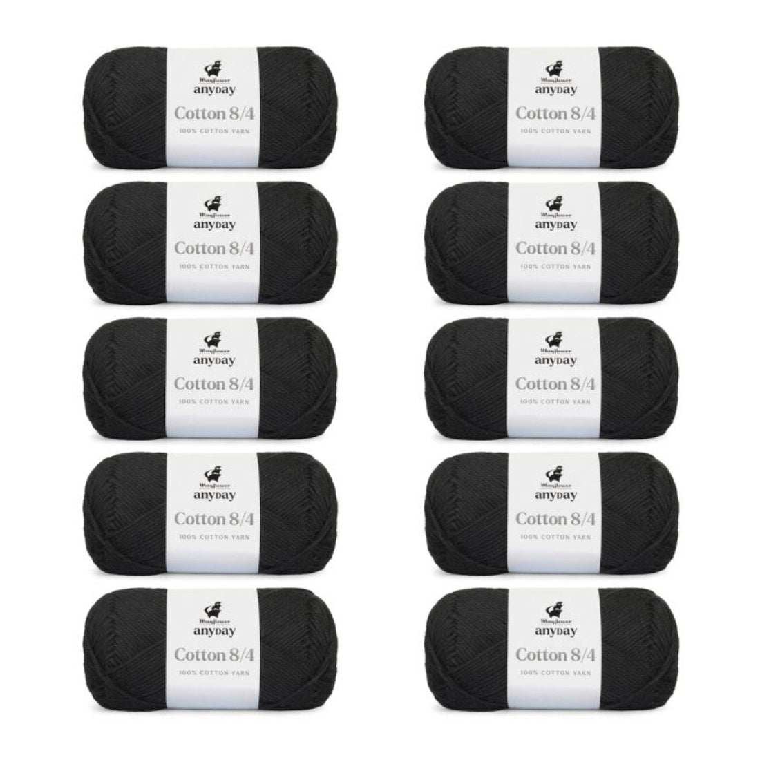 ANYDAY Cotton 8/4 von Mayflower | 10 × 50g – 007 schwarz