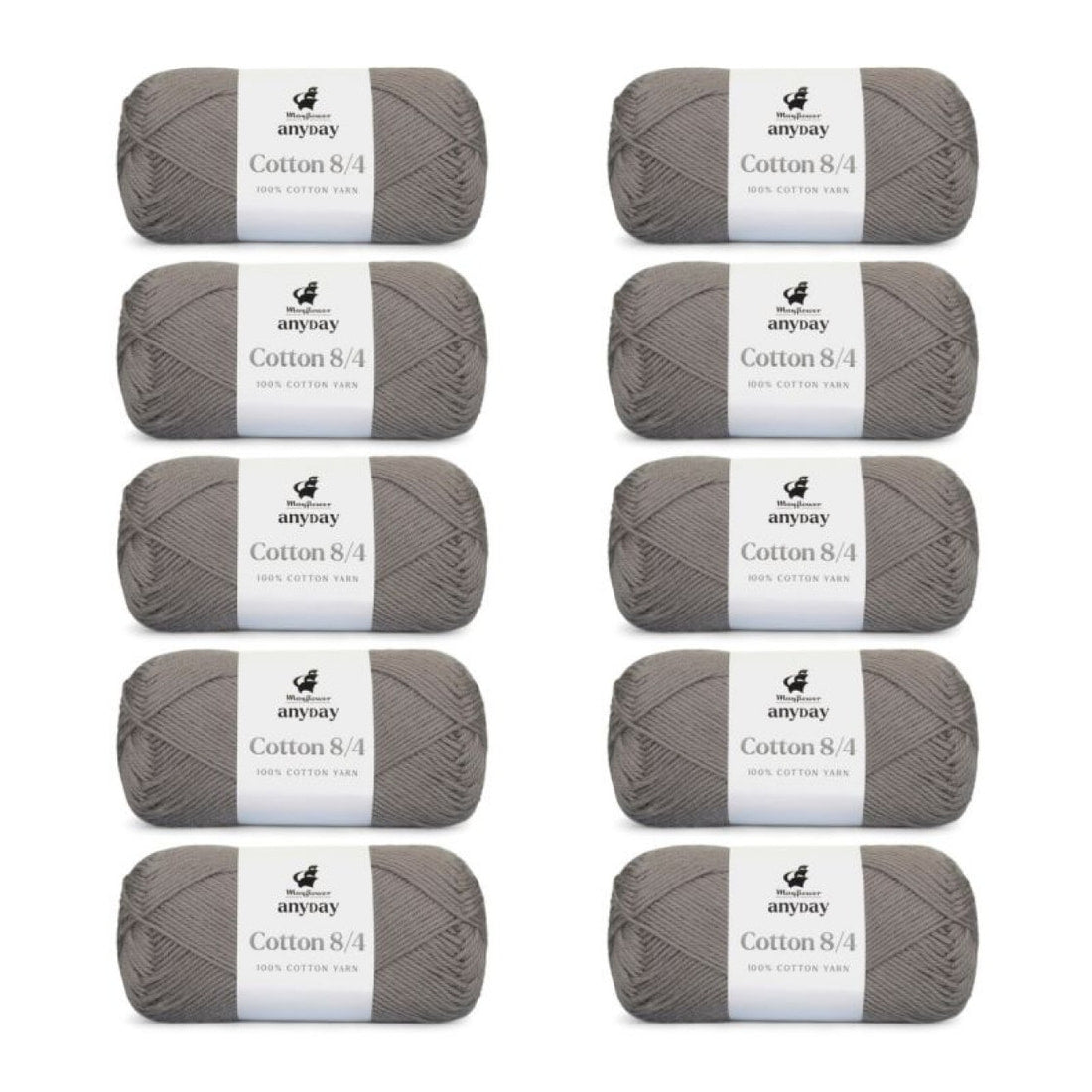 ANYDAY Cotton 8/4 von Mayflower | 10 × 50g – 008 granit