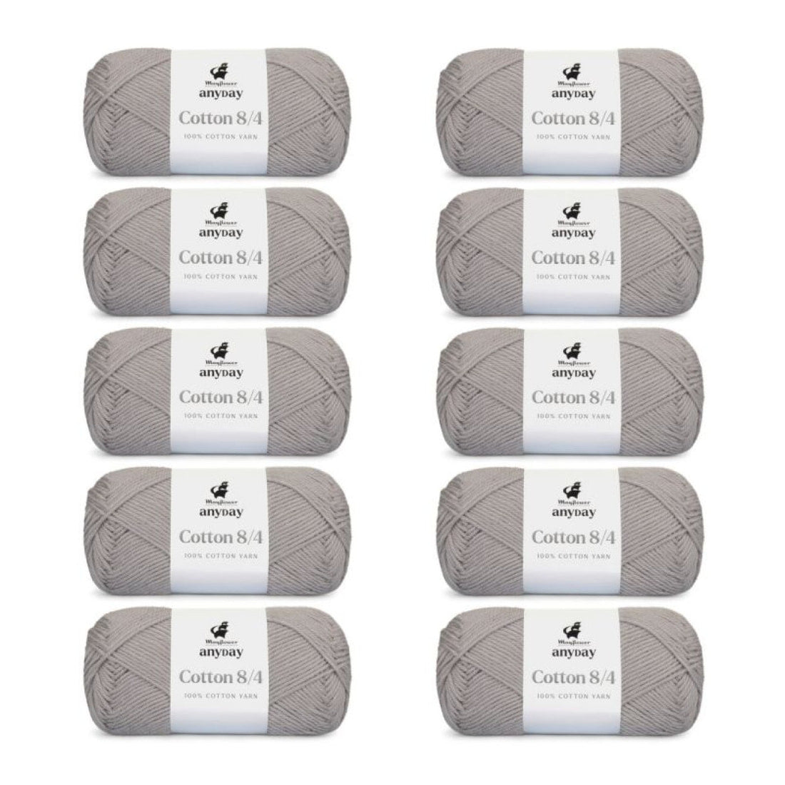 ANYDAY Cotton 8/4 von Mayflower | 10 × 50g – 009 grau