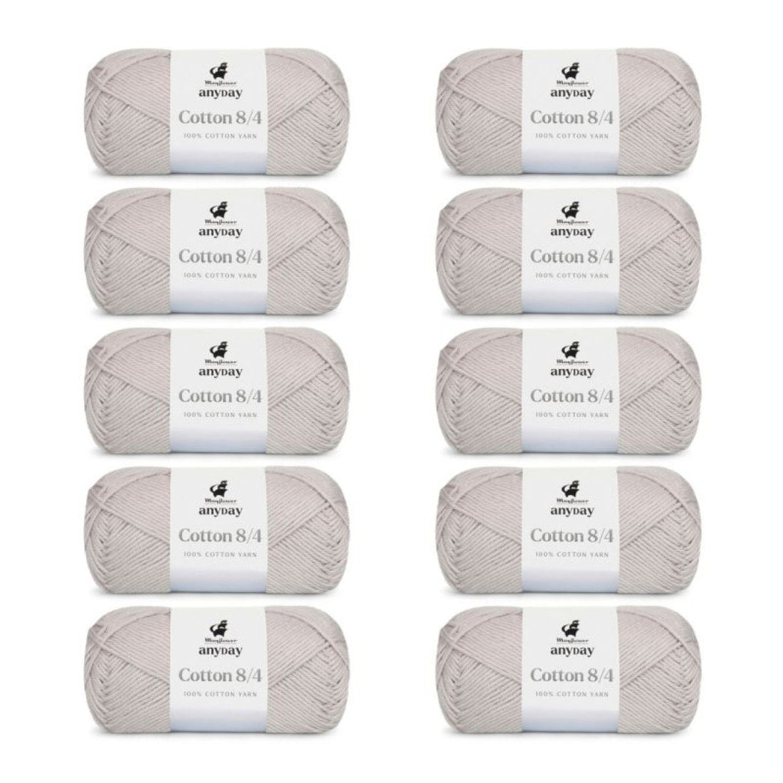 ANYDAY Cotton 8/4 von Mayflower | 10 × 50g – 010 hellgrau