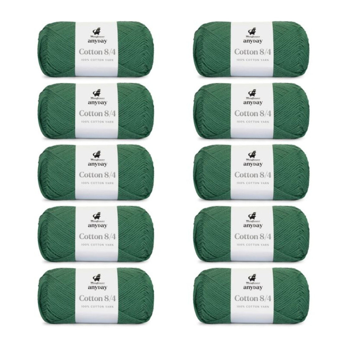 ANYDAY Cotton 8/4 von Mayflower | 10 × 50g – 016 tannengrün