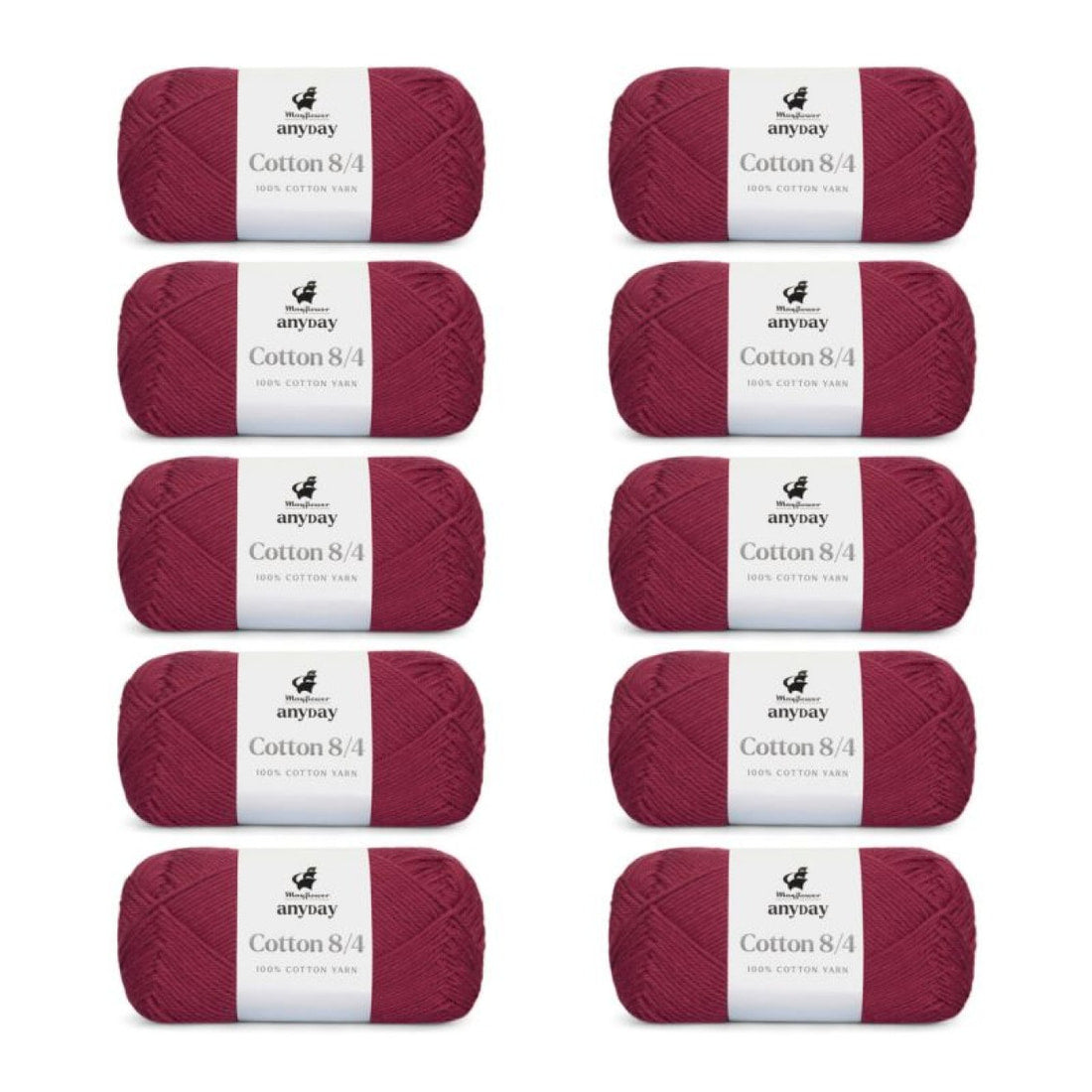 ANYDAY Cotton 8/4 von Mayflower | 10 × 50g – 024 dunkelrot