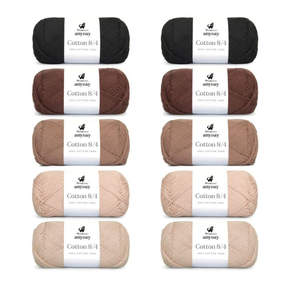 ANYDAY Cotton 8/4 Colorbag von Mayflower | 10 × 50g – 001 colorbag