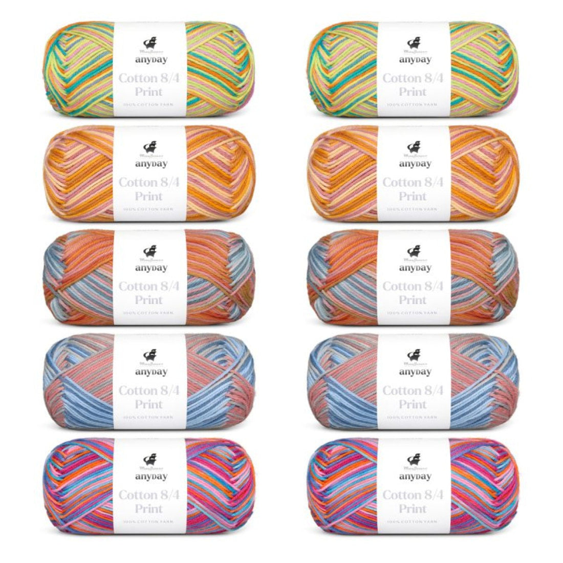 ANYDAY Cotton 8/4 Print Colorbag von Mayflower | 10 × 50g – col. 3 print colorbag