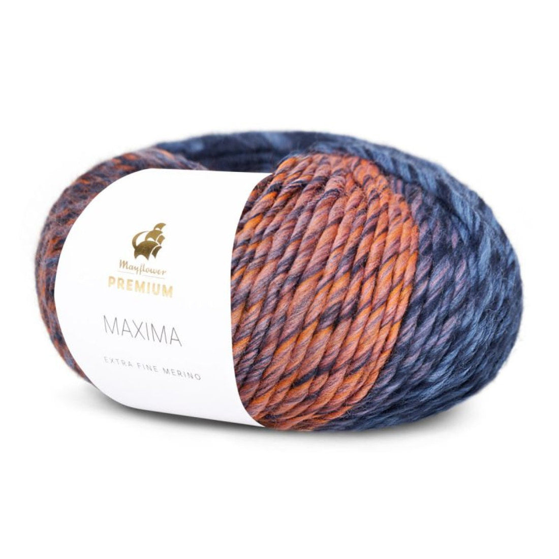 Premium Maxima von Mayflower | 50g – col. 006 tiefes marineblau/orange/lavendel