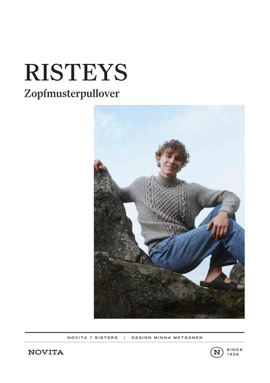 Novita RISTEYS – Strickanleitung für klassischen Zopfmusterpullover