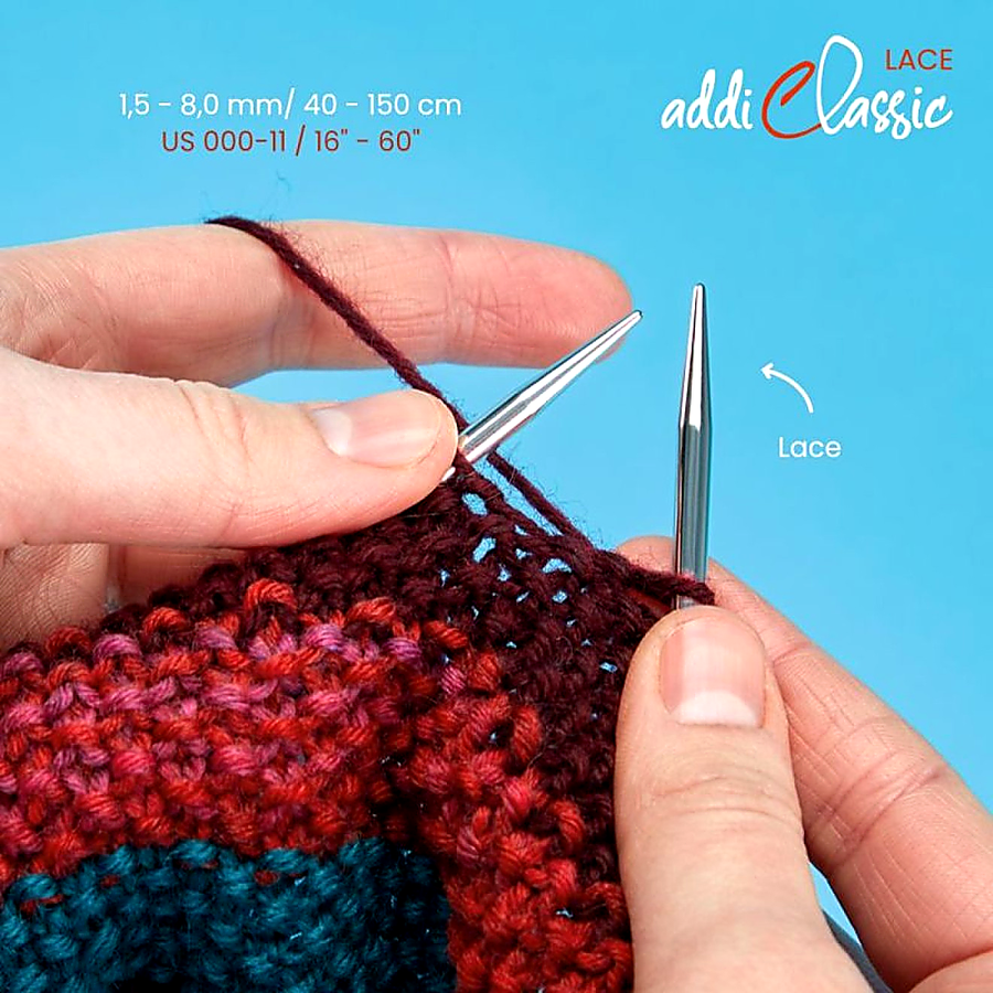addi Feinstricknadel hochglänzend – rotes flexibles Seil