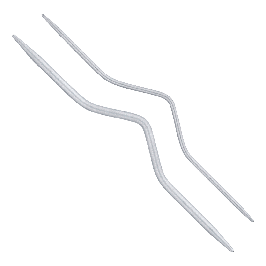 Zwei silberfarbene addiClassic Zopfmusternadeln in 2,5 und 4 mm