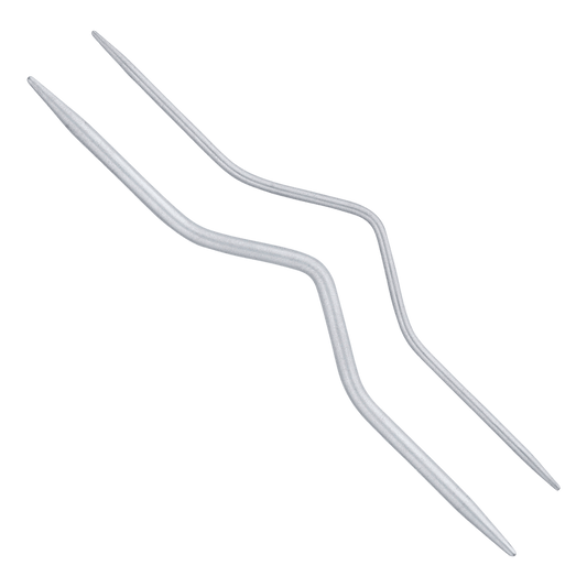 Zwei silberfarbene addiClassic Zopfmusternadeln in 2,5 und 4 mm