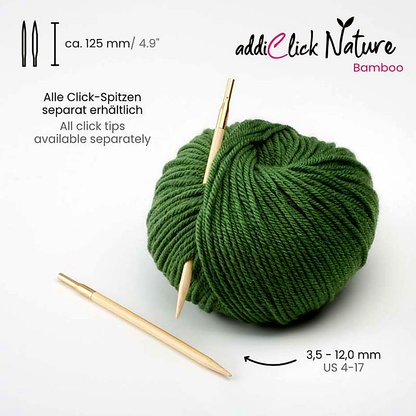 addiClick Nature Bamboo Nadelspitzen mit goldfarbener Click-Hülse