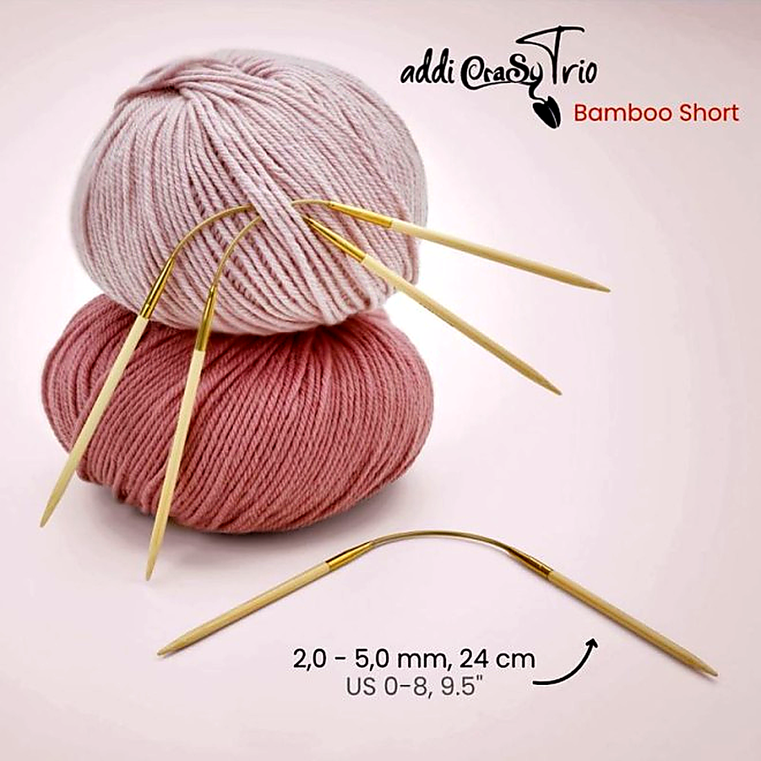 addiCraSyTrio Bamboo aus drei flexiblen Nadeln