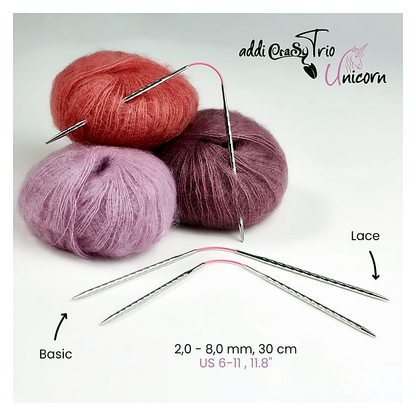 addiCraSyTrio Unicorn Long – flexibles 3er-Nadelspiel