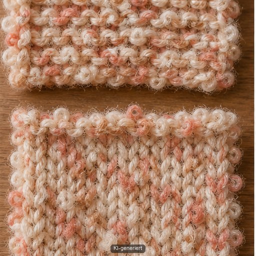 Einfache glatt rechts gestrickte Maschen aus Bouclé