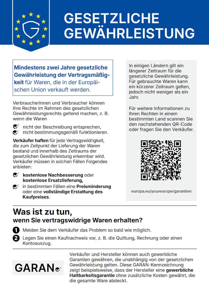 Ihre gesetzlichen Gewährleistungsrechte