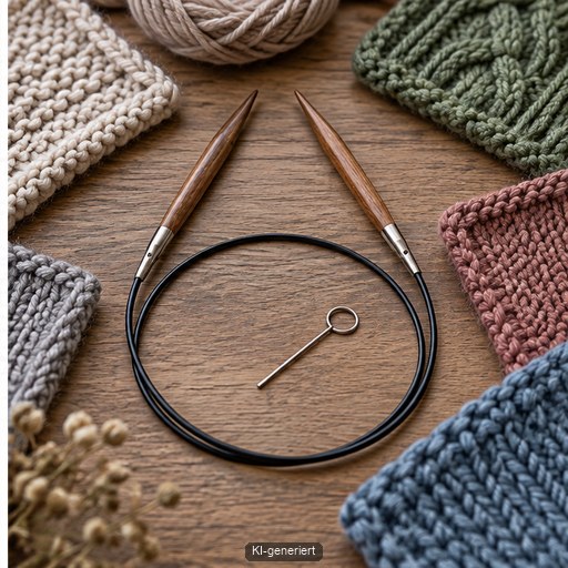 Montierte austauschbare Rundstricknadel mit Spannschlüssel