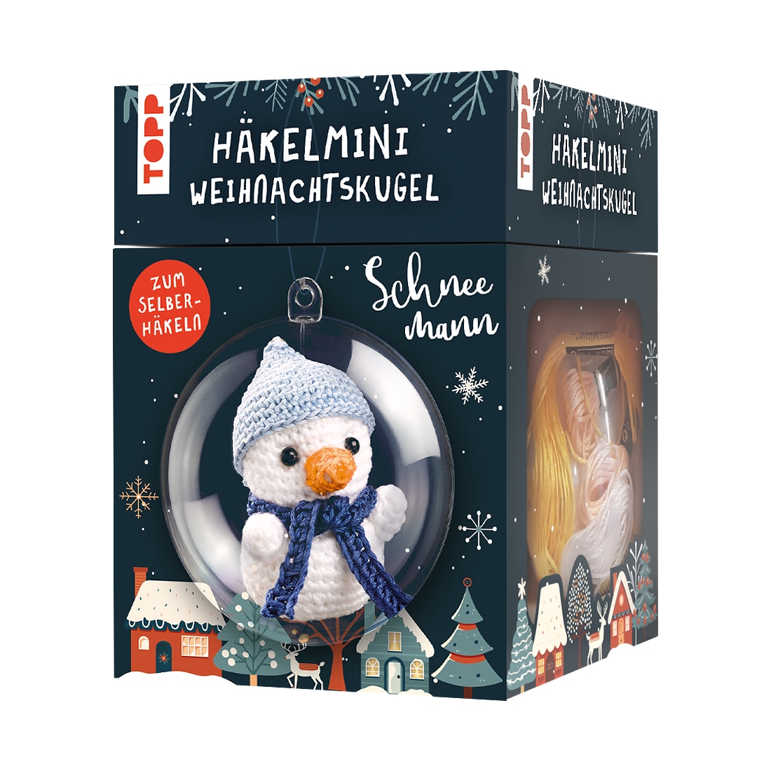 Häkelmini-Weihnachtskugel Häkelset Schneemann von frechverlag