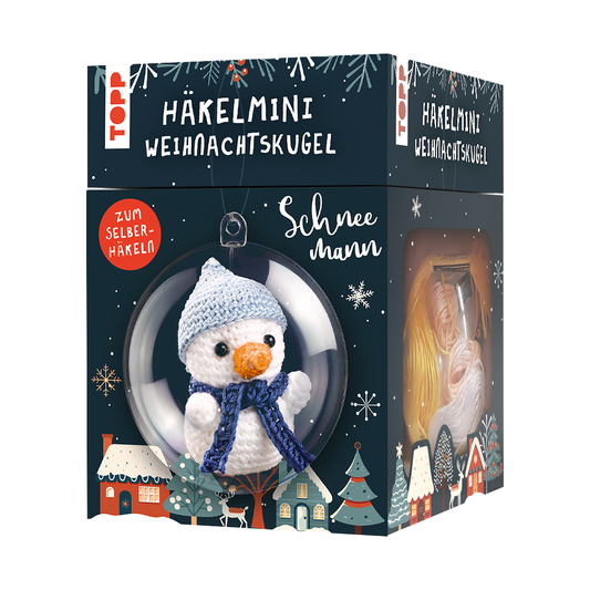 Häkelmini-Weihnachtskugel Häkelset Schneemann von frechverlag