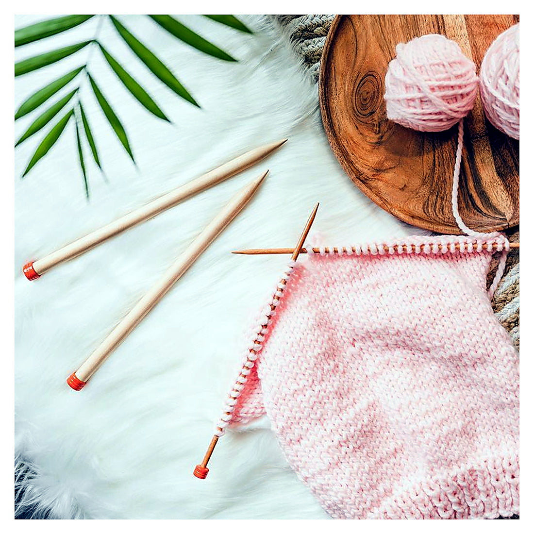 KnitPro Basix Beech Jackenstricknadeln beim Flachstricken