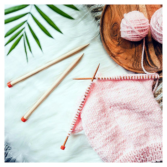 KnitPro Basix Beech Jackenstricknadeln beim Flachstricken