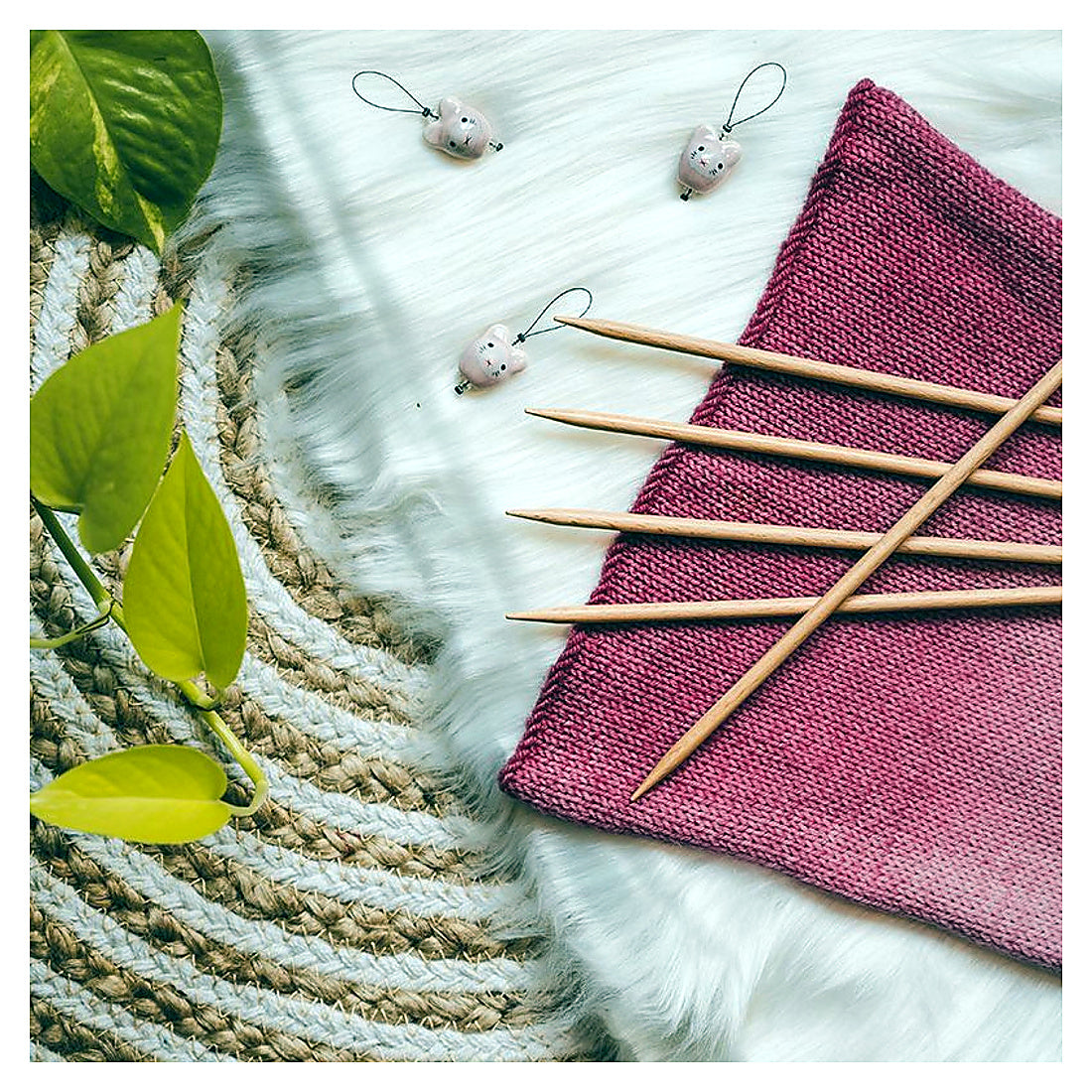 KnitPro Basix Beech Nadelspiel beim Rundstricken