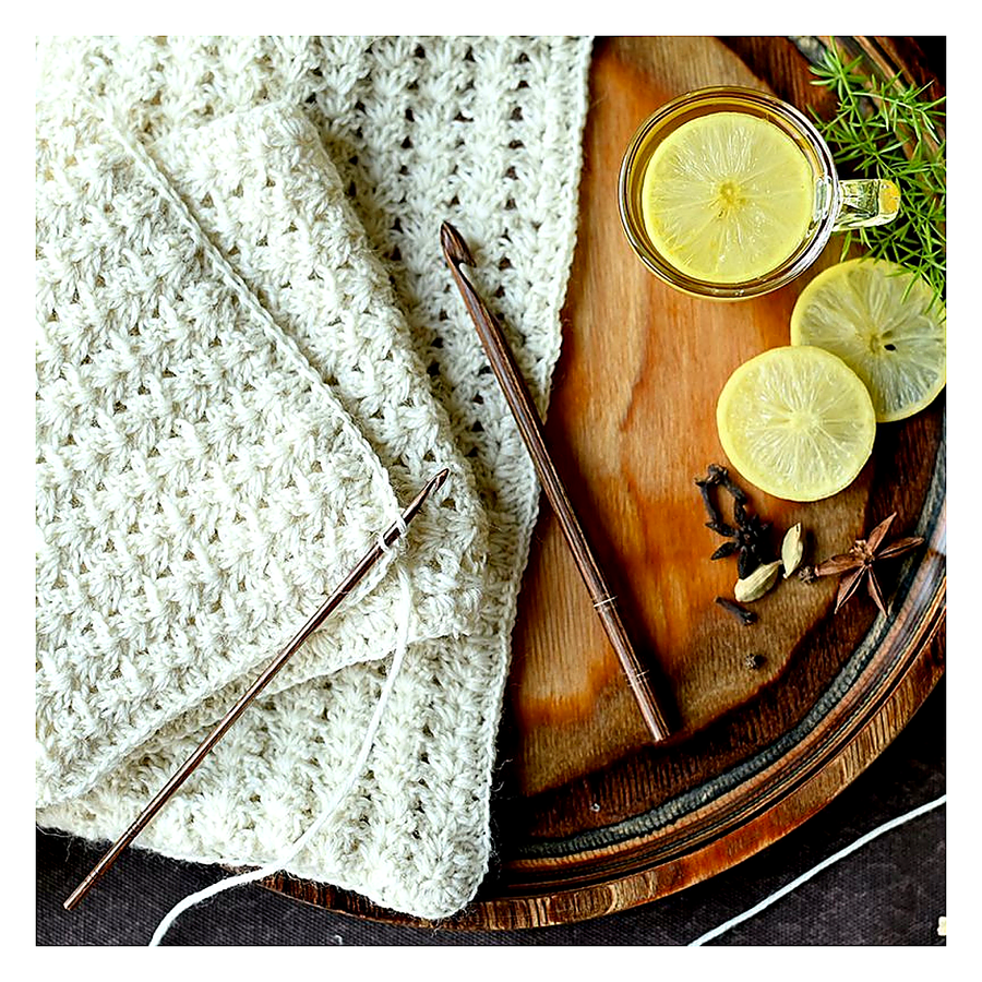 KnitPro Ginger einseitige Häkelnadel aus warmbraunem Birkenholz