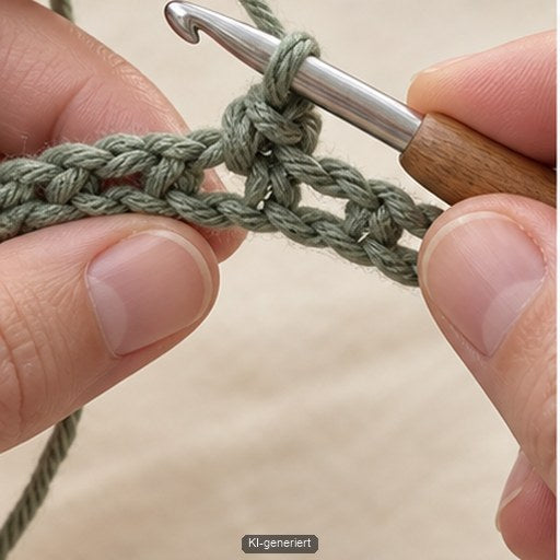 Feste Masche und Luftmasche als Grundfolge des Moss Stitch