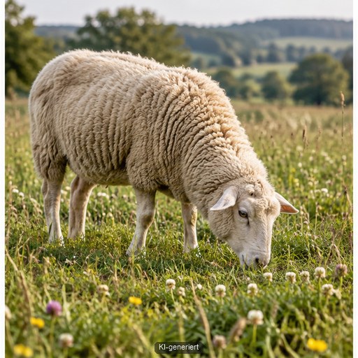 Erwachsenes Schaf auf einer vielfältigen Weide