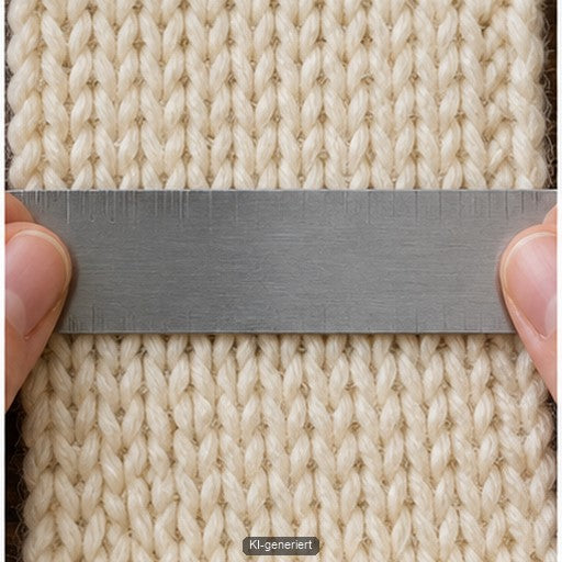 Gestrickte Maschenprobe wird für die Qualitätsprüfung gemessen