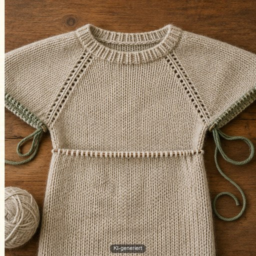 Top-down-Pullover nach der Teilung von Körper und stillgelegten Ärmeln