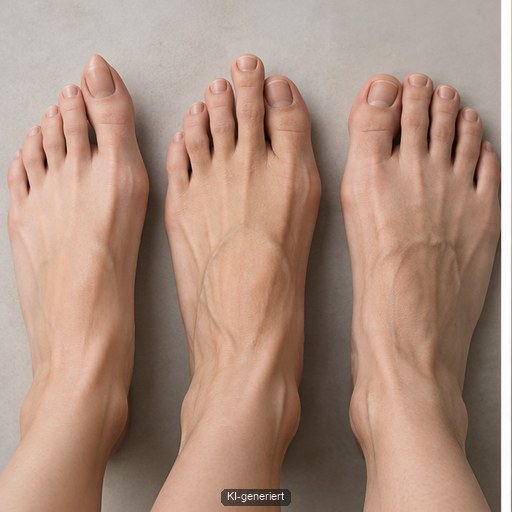 Abfallende, mittig betonte und breite Zehenform bei Erwachsenen